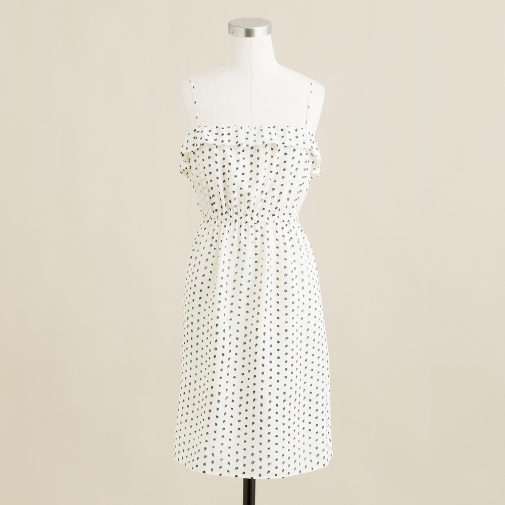 J.Crew 100% Silk Candace Dress in Ink Dot - Sz 6